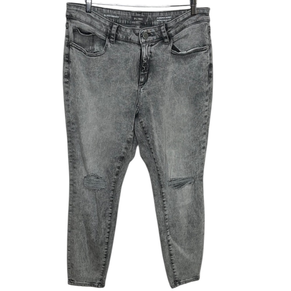 DL1961 Grey Florence Skinny Mid Rise Distressed Ankle Jeans Women Size 16W